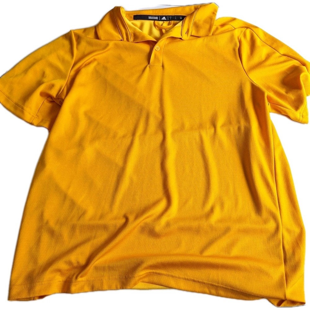 Adidas Climalite Polo Golf Golden Yellow Athletic Shirt Loose Fit Men's Large